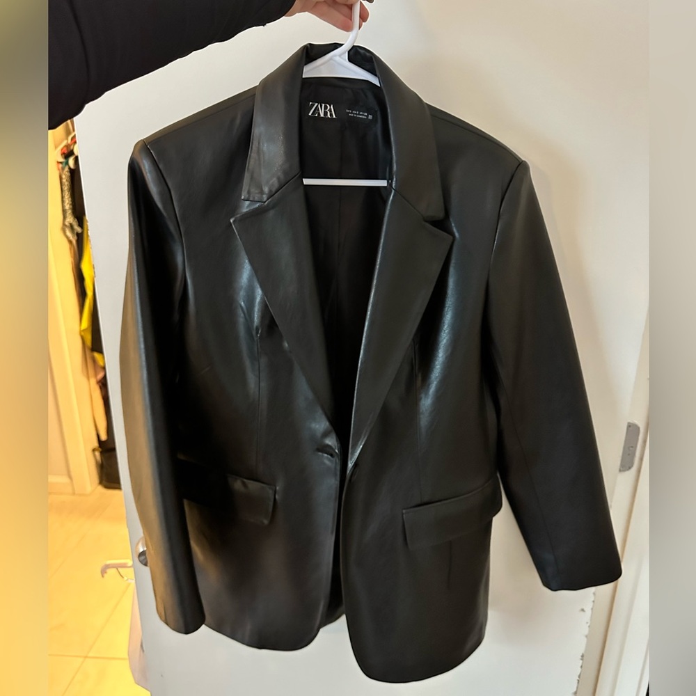 Zara leather blazer jacket